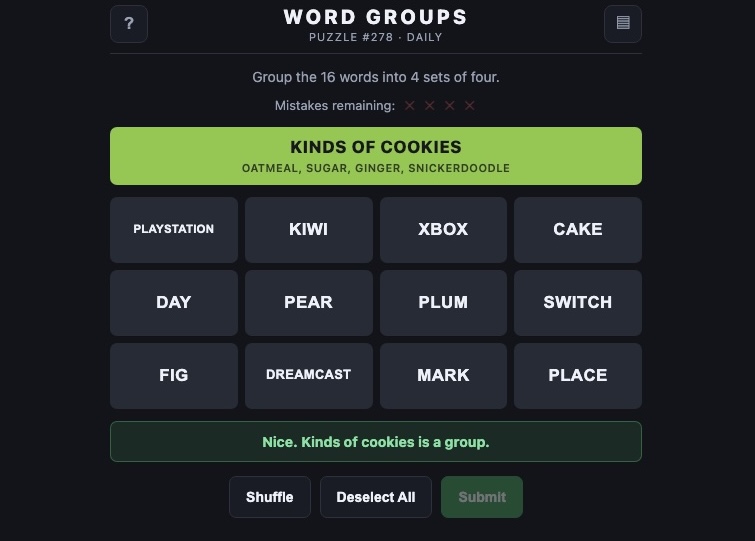 Word Groups - Puzzle di parole quotidiano - crazygames